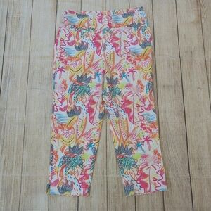 Lulu B Colorful Tropical Paint Splatter Print Pants Size 12  Vacation Resort
